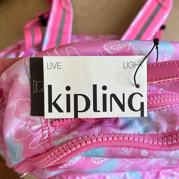 Kipling Seoul Laptop Backpack Garden Clouds Pink/White/Blue Floral/Butterfly NWT - Picture 14 of 16
